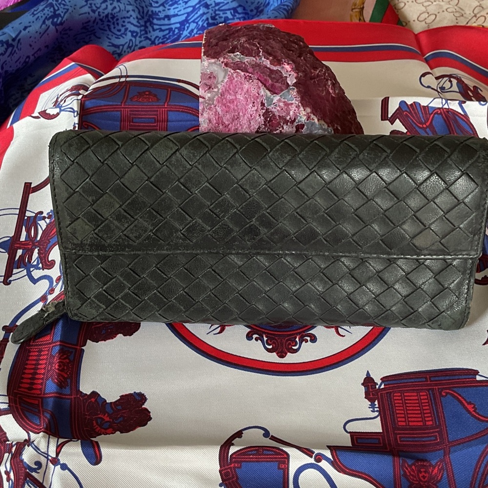 Bottega Veneta Black Woven Leather Wallet